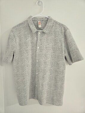 Fleece Factory Honeycomb Textured Men's Large Short Sleeve Button Up Shirt